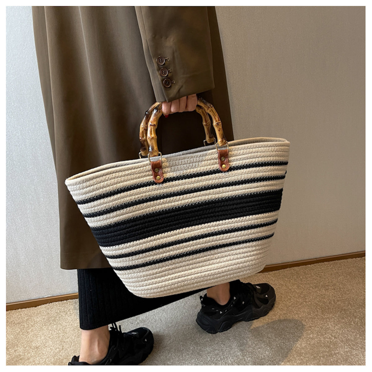 Elena Handbags Retro Woven Tote Bag