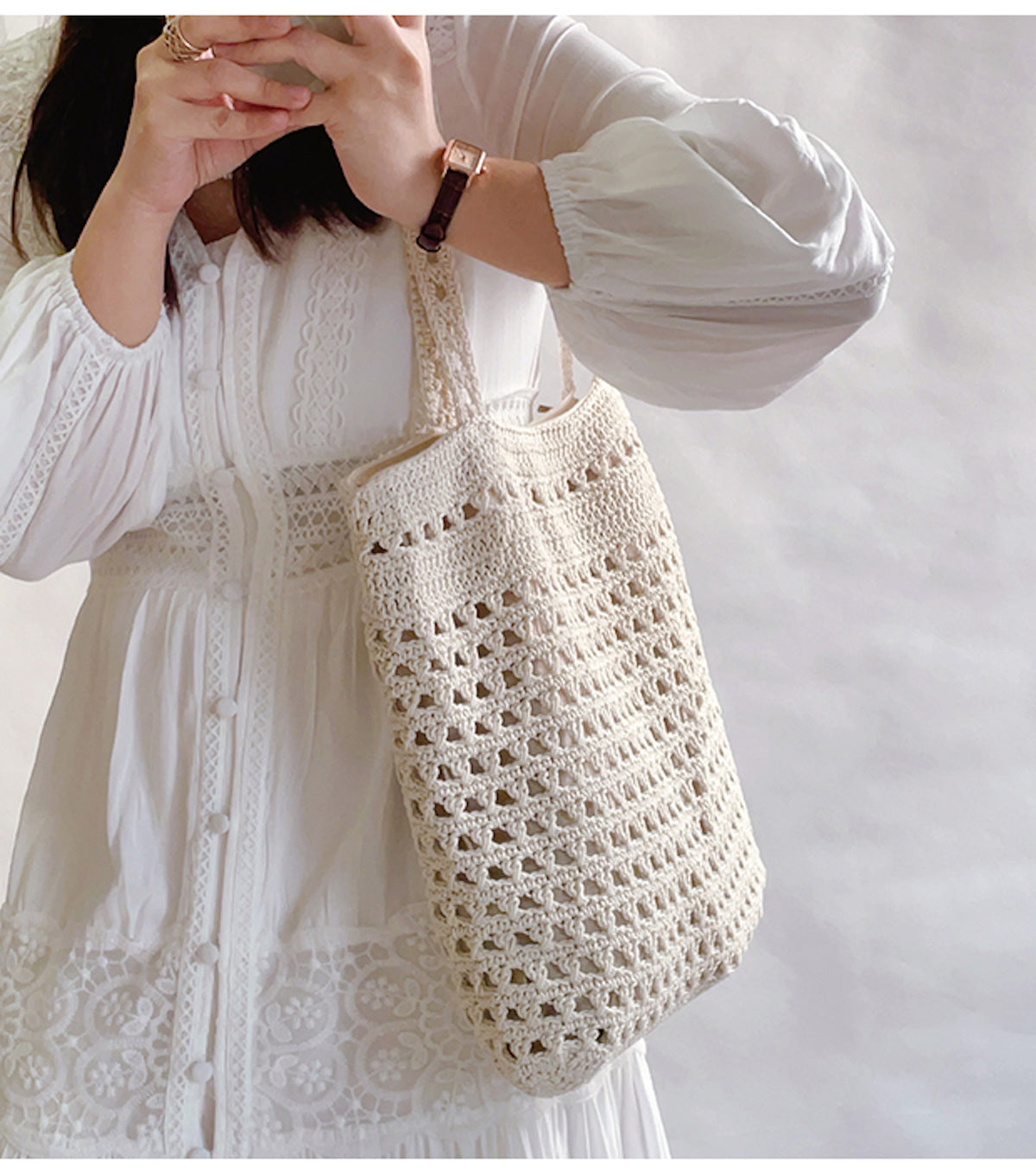 Handmade Crochet Retro Style Tote Bag
