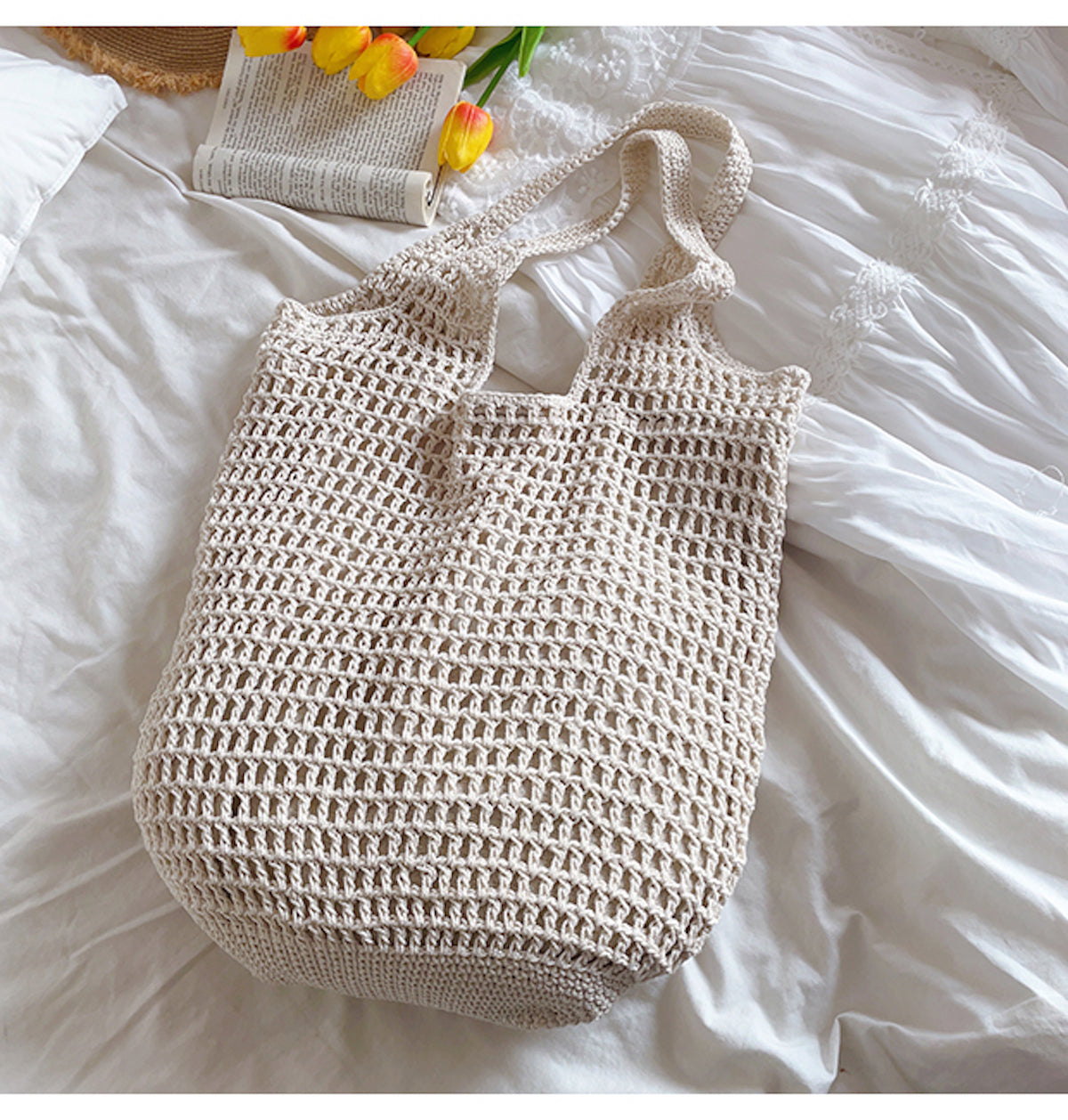 Retro Cotton Knitted Tote Bag