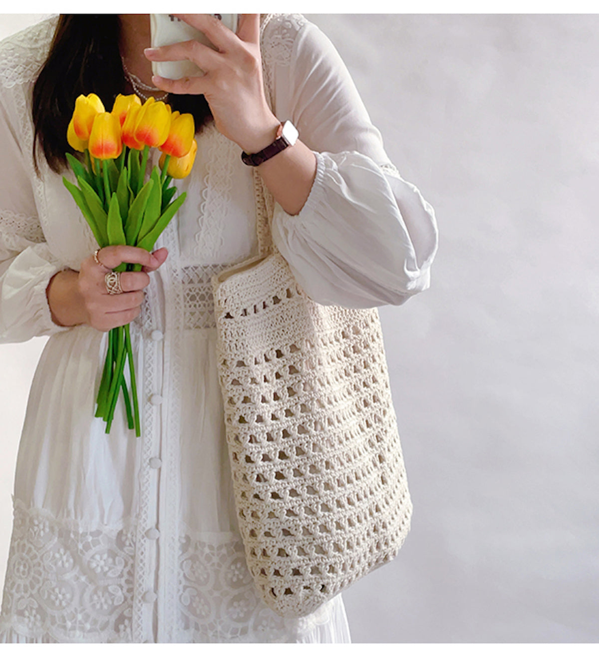 Handmade Crochet Retro Style Tote Bag