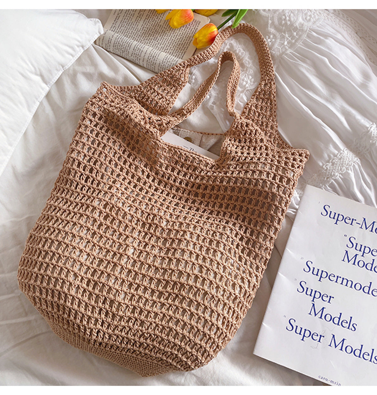 Retro Cotton Knitted Tote Bag