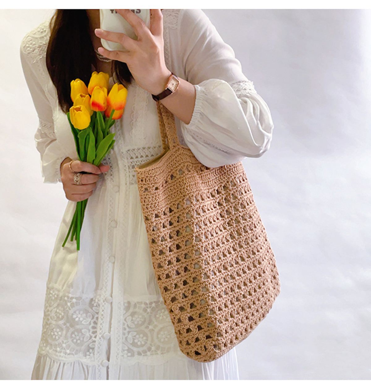 Handmade Crochet Retro Style Tote Bag
