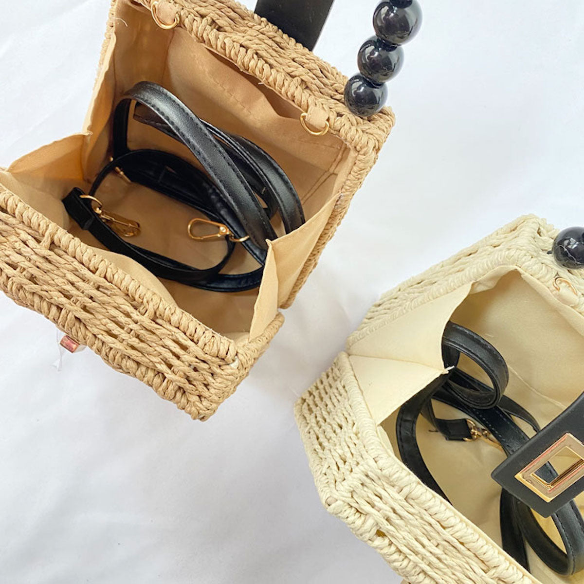 Elena Handbags Straw Woven Box Purse
