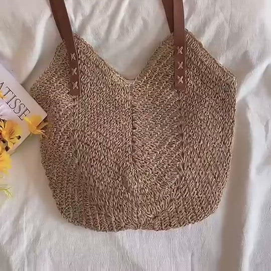 Retro Straw Woven Tote Bag